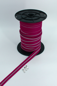 Endlosreißverschluss metallisiert schmal fuchsia/silber (1m)